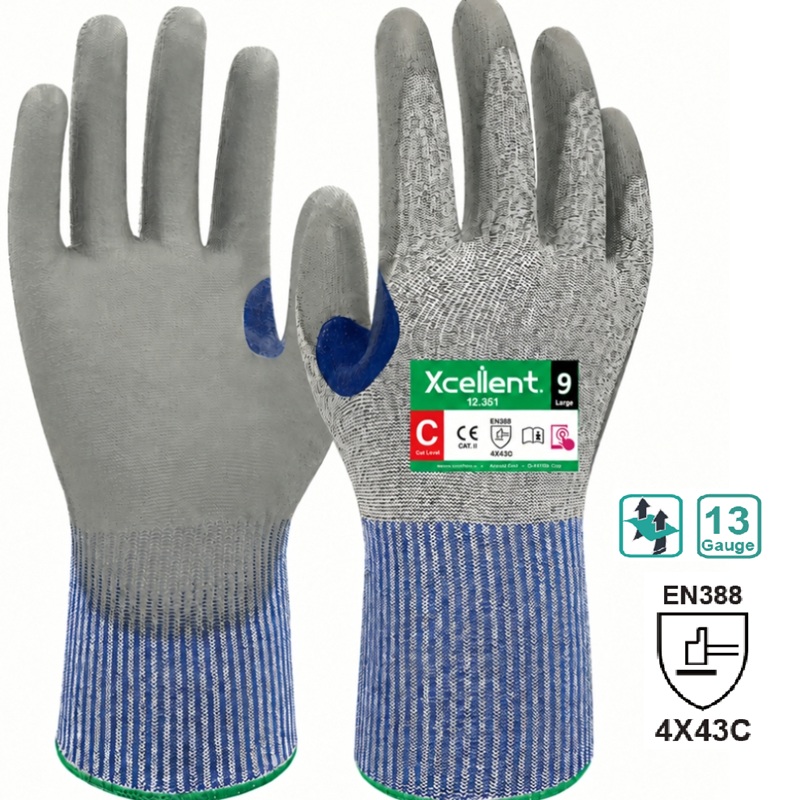 GUANTO ANTITAG. XCELLENT CUT.C POLIURET. EN 388 4X43C IN POLIURETANO GRIGIO